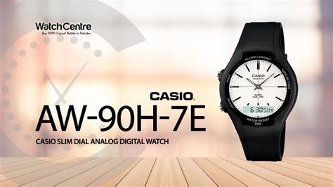 Casio Aw H E Slim Dial Analog Digital Watch In Black Resin Strap