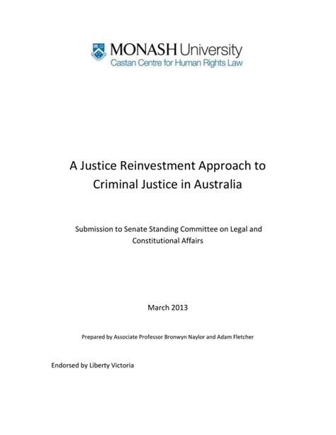 A Justice Reinvestment Approach To Criminal Justice In Australia