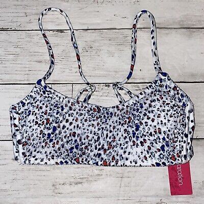 Xhilaration Bikini Top Womens Small Rainbow Leopard Heart White Swim