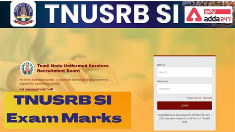 TNUSRB SI Exam Marks Result Tnusrb Tn Gov In