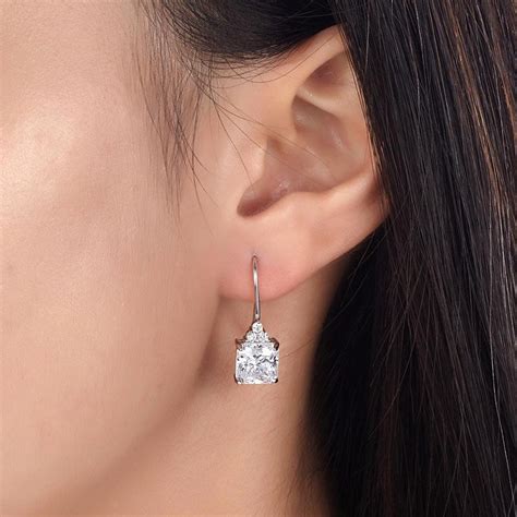 2 Carat Princess Cut Created Diamond Dangle Drop Earrings - EllaPhase