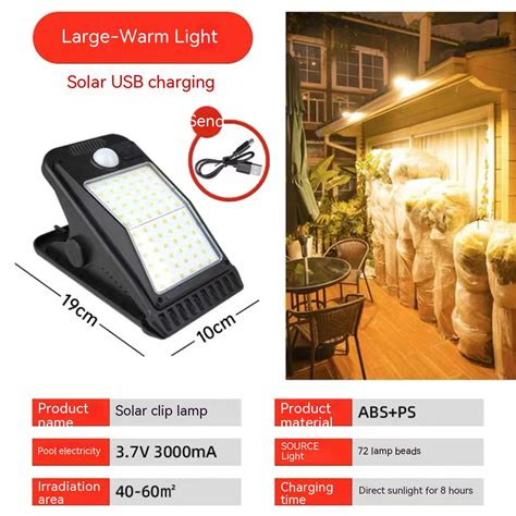 72led Clip On Solar Light Outdoor Super Bright MotionWall Lamp For