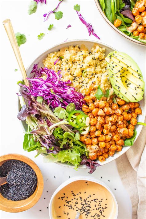 Roasted Chickpea Quinoa Bowls With Sesame Ginger Dressing This Savory Vegan