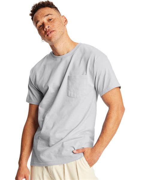 Hanes Unisex Adult Beefy T Short Sleeve T Shirt With Pocket 2 Pack