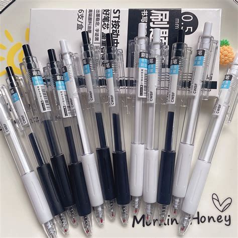 Jual Pulpen Pena Gel Simple Pen White Black Mekanik Vh Jkt Shopee