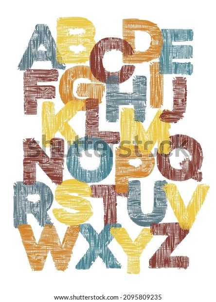 Colored Translucent Letters English Alphabet Textile Stock Vector