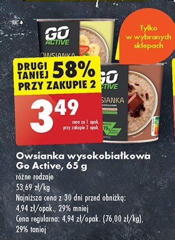 Owsianka proteinowa z czekoladą mleczną Go active cena promocje