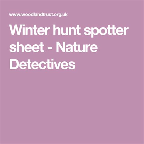 Winter Hunt Spotter Sheet Nature Detectives Detective Winter