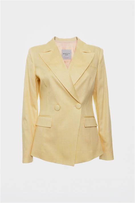 Blazer Cuadro Pr Ncipe De Gales Amarillo Escudo M Corona En Espalda