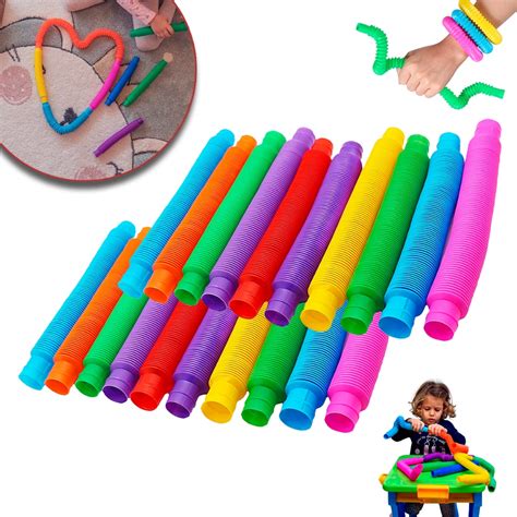 Kit Poptube Tubo Colorido Estica Retr Til Fidget Tube Toys Folding