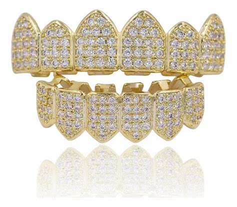 Grillz Dentes Cravejados De Zirc Nia Dourado Prateado Parcelamento