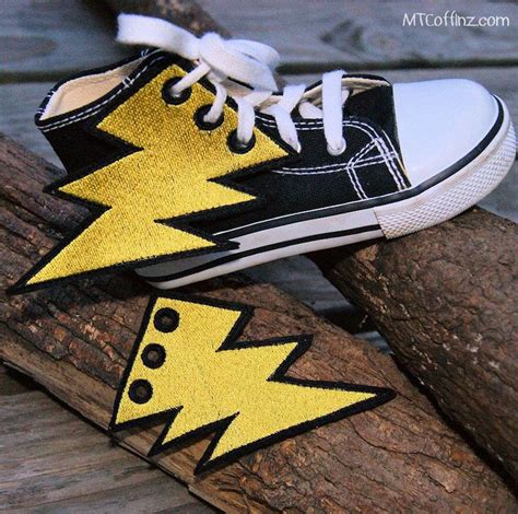 Super Hero Lightning Bolt Embroidered Shoe Wings Mtcoffinz Etsy Canada Shoe Lace Patterns