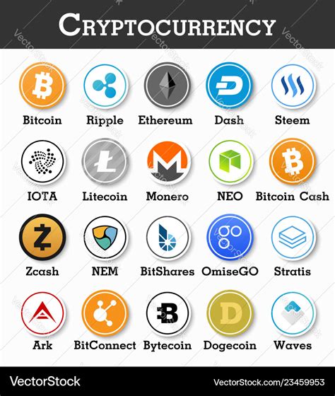 Set Of Cryptocurrency Icon Royalty Free Vector Image