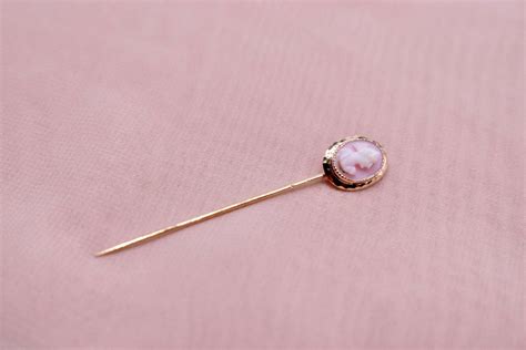 Vintage 14k Yellow Gold Cameo Stick Pin Etsy