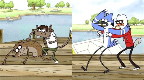 Regular Show Mordecai And Rigby Fighting