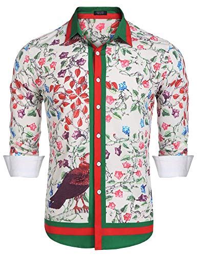 Coofandy Mens Floral Print Slim Fit Casual Dress India Ubuy