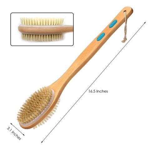 Long Handle Double Sided Shower Brush With Soft And Stiff Bristles