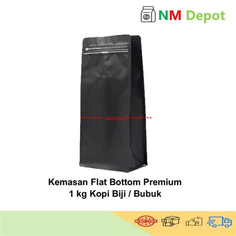 Jual Flat Bottom L Hitam Doff Premium Packaging Kemasan Zipper Kopi