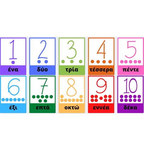 Greek Number Flash Cards: Numbers 1-10 - Etsy