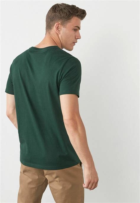 Next Essential Crew Neck Regular Fit T Shirt Basic Bottle Green