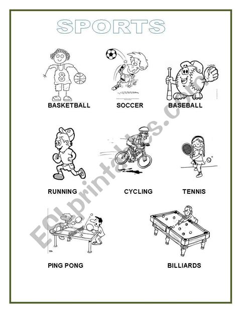 Sports ESL Worksheet By Sumerce