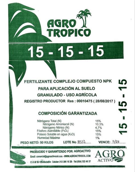 FERTILIZANTE TRIPLE 15 15 15 Agroactivo