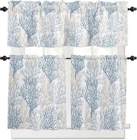 3pcs Kitchen Curtains Valance And Tiers Set Semi Sheer Kitchen Curtain Valance Window Summer