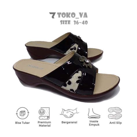 Promo Wolfs Sandal Wanita Wedges Dark Brown Va Hr 0 4 Sendal Pesta