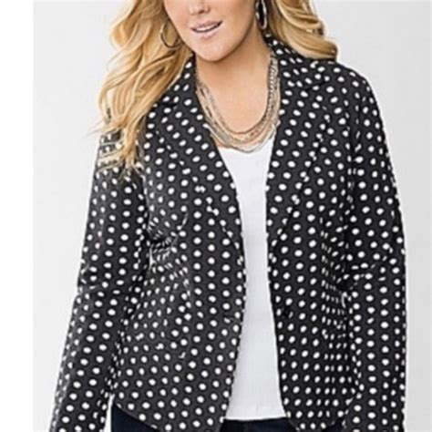 Lane Bryant Polka Dot Black Blazer Depop