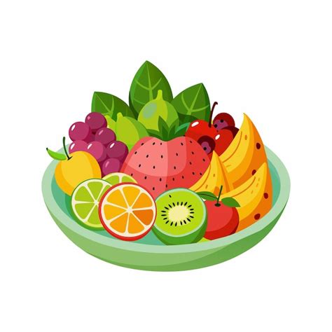 Un plato de fruta con una imagen de una fruta en él Vector Premium