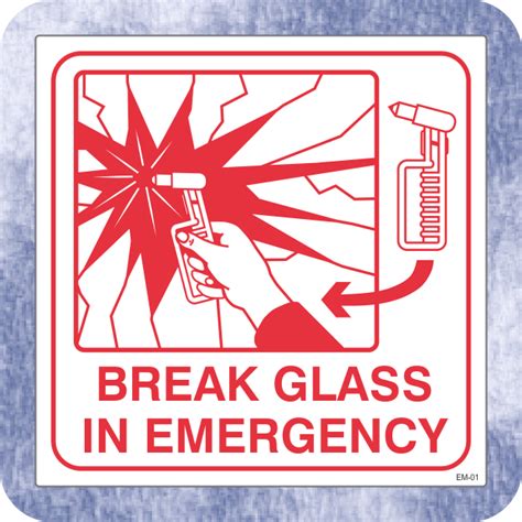 Sticker Break Glass In Emergency Klein Signs