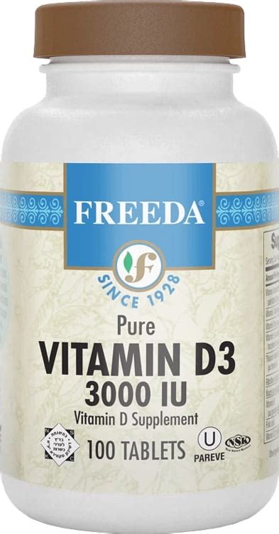 Freeda Vitamin D3 3000 Iu Pure High Potency Kosher Supplement Tablets Bone And Muscle Health