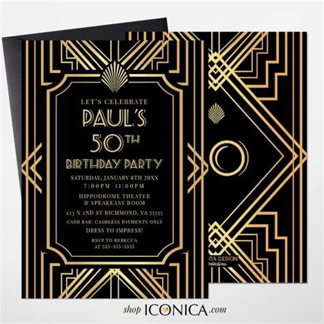 50th Birthday Roaring 20s Invitation Party Like Its 1920 Theme Great