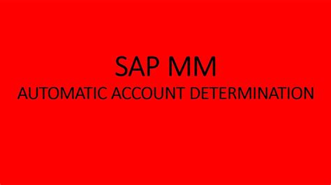 Automatic Account Determination In Sap Mm Fi Integration Youtube