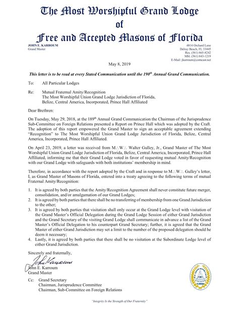 Freemasons For Dummies: It's Official Now: Florida Joint Recognition