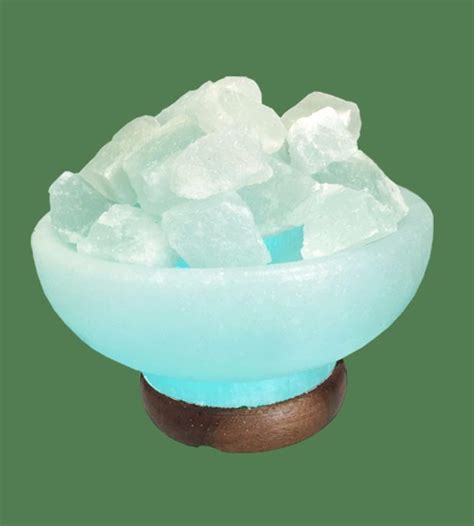 Himalayan Salt Lamp Blue Round Fire Bowl White Crystal With Blue Bulb