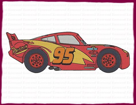 Lightning Mcqueen Cars Filled Embroidery Design 4 Instant Etsy