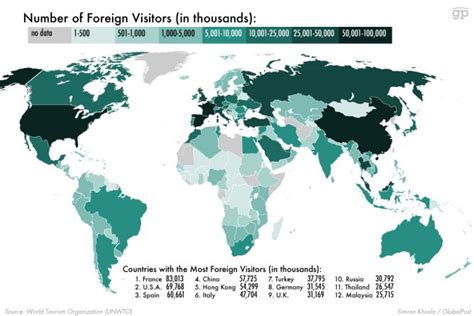 This Map Shows You Which Countries Get The Most Tourists