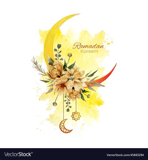 Crescent Moon Watercolor Ramadan Kareem Design Vector Image