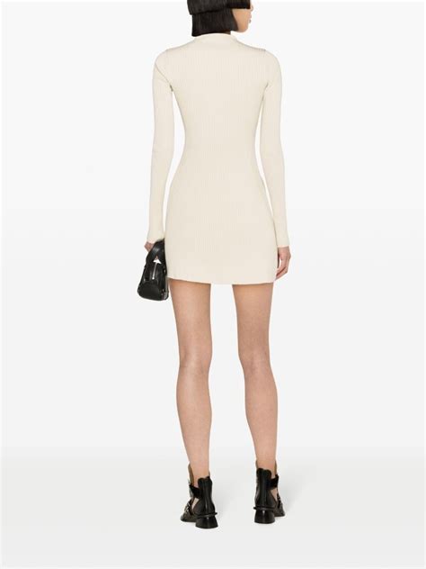 Courrèges Logo Embroidered Rib Knit Dress Neutrals Farfetch