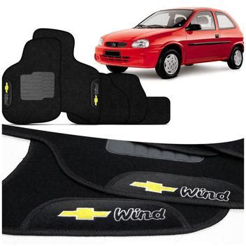 Jogo De Tapetes Carpete Corsa Hatch Wind 1994 A 2002 Preto Logo