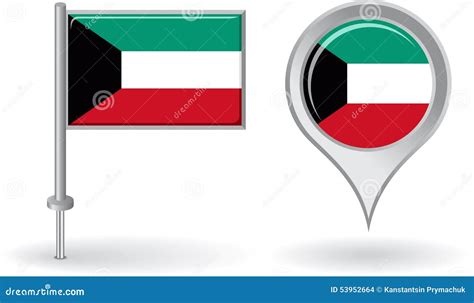 Kuwait Pin Icon And Map Pointer Flag Vector Stock Vector