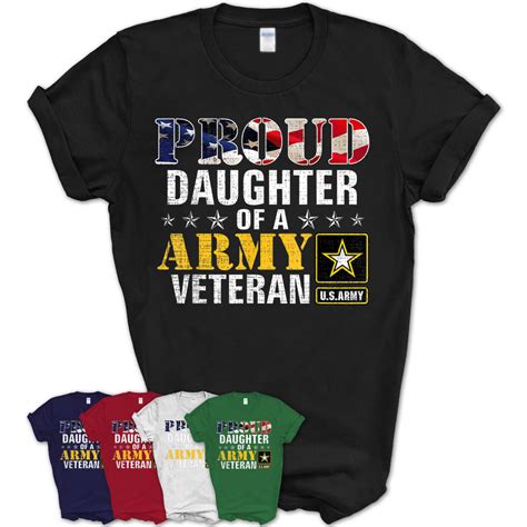 Proud Daughter Of A Army Veteran American Flag Military Gift T Shirt