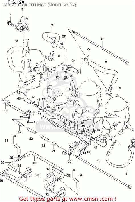 Suzuki GSXR600 1998 W USA E03 CARBURETOR FITTINGS MODEL W X Y