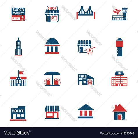 Infrastructure Icon Set Royalty Free Vector Image