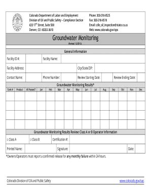 Fillable Online Groundwater Monitoring Fax Email Print Pdffiller