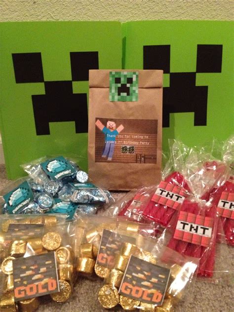 Minecraft Party Favors Minecraft Birthday Party Birthday Party Crafts