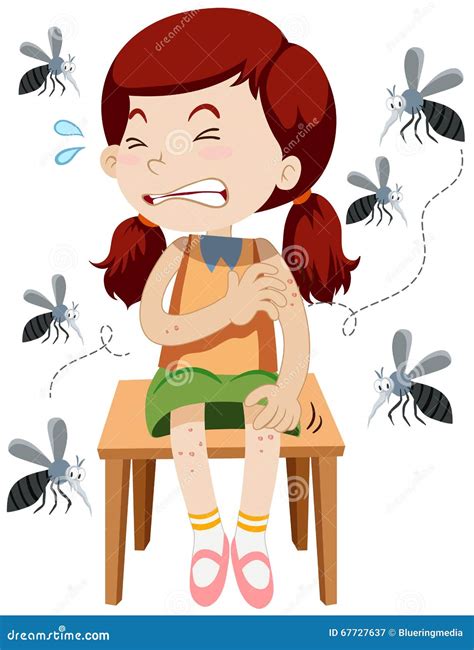 Girl Being Bitten By Mosquitos Stock Vector Illustration Of Little