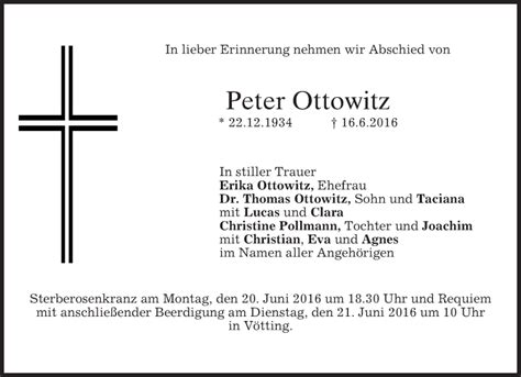 Traueranzeigen Von Peter Ottowitz Trauer Merkur De