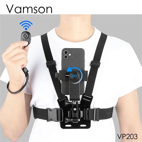 Vamson Cinta De Peito Rotativa Para IPhone Smart Phone Mount Correia